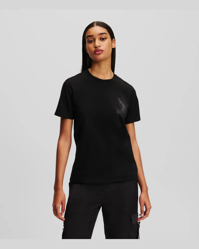 Karl Lagerfeld Kameo T-shirt Mit Strasssteinen, Frau, Schwarz, Größe Schwarz