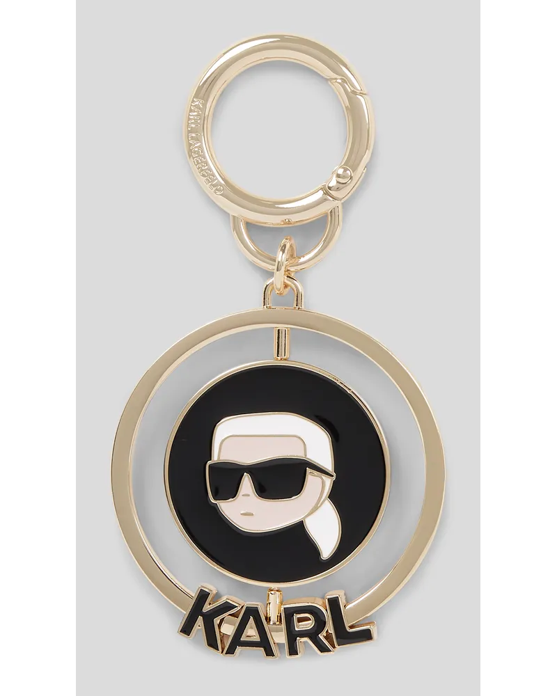 Karl Lagerfeld K/ikonik Rotierender Schlüsselanhänger mit Scheibe, Frau, Gold Gold