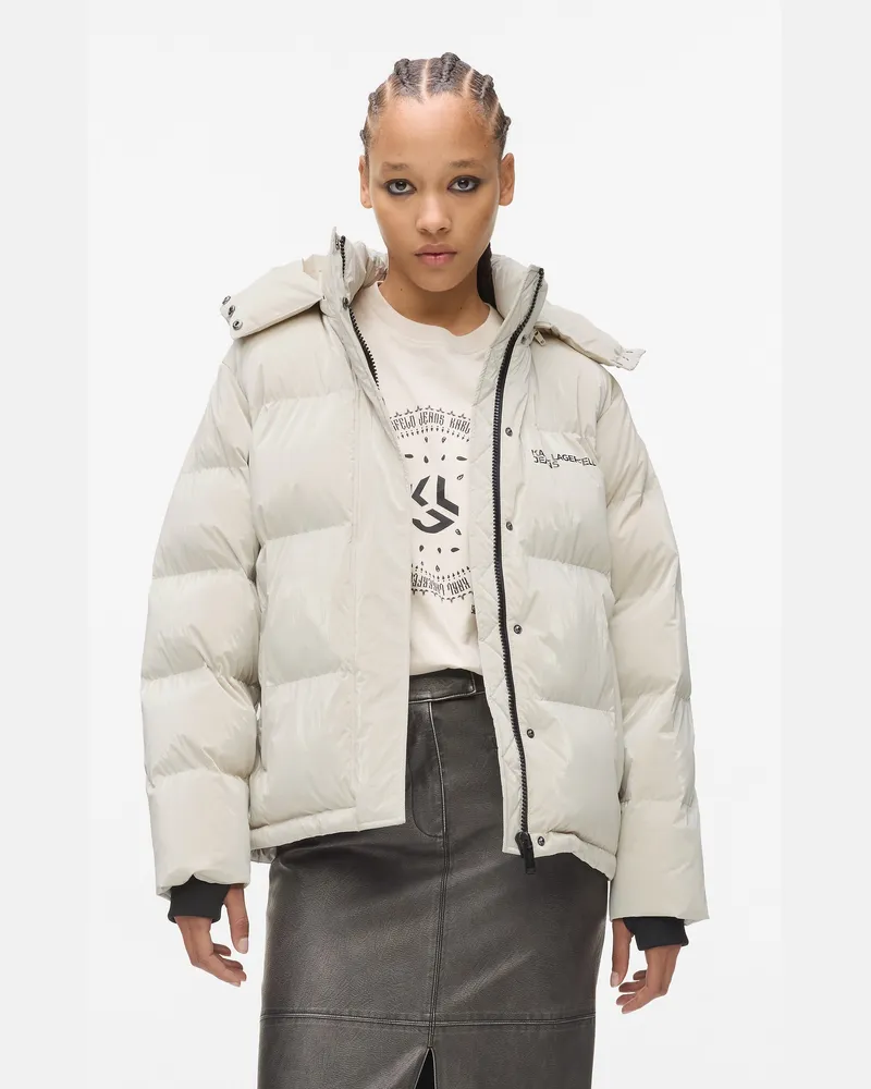 Karl Lagerfeld Perlglanz-pufferjacke, Damen, Mondsüchtig, Größe Mondsüchtig