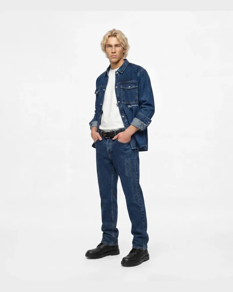 Karl Lagerfeld Gerade Geschnittene Jeans Mit Logo, Herren, Visual Washed Blue, Größe Visual