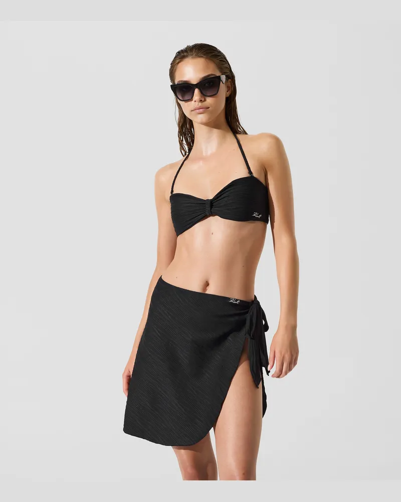 Karl Lagerfeld Gerippter Kurzer Pareo, Damen, Schwarz, Größe Schwarz
