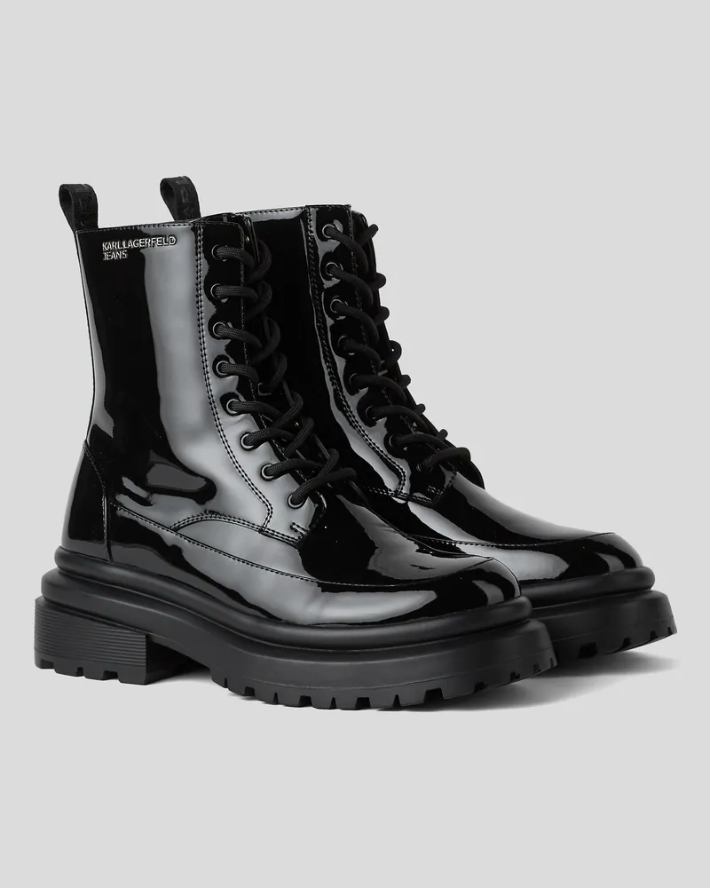 Karl Lagerfeld Brooke Lacklederstiefel, Frau, Schwarz, Größe Schwarz