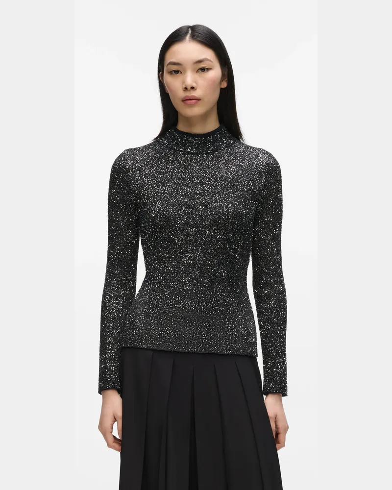 Karl Lagerfeld Strickoberteil Mit Pailletten, Damen, Gunmetal Lurex, Größe Gunmetal