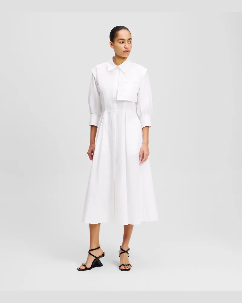 Karl Lagerfeld Cargo-hemdkleid, Damen, Weiss, Größe Weiss