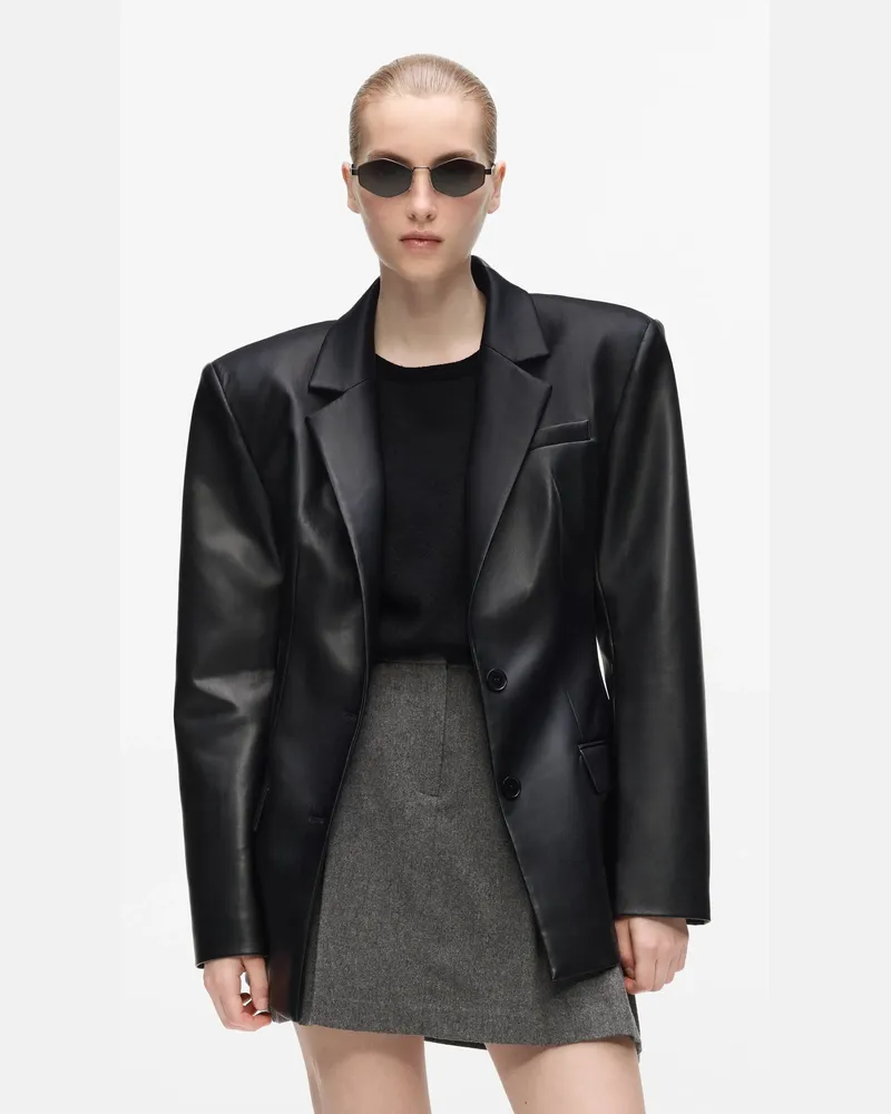Karl Lagerfeld Oversize-blazer Aus Kunstleder, Damen, Schwarz, Größe Schwarz