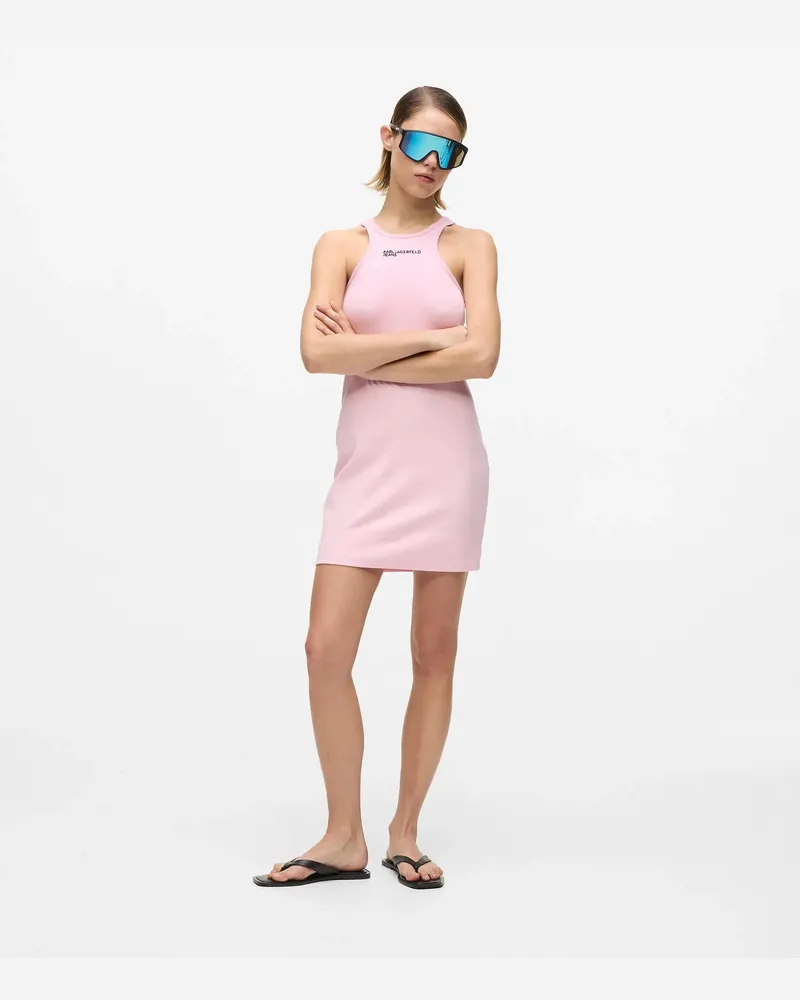 Karl Lagerfeld Geripptes Racerback-kleid, Damen, Bonbon, Größe Bonbon