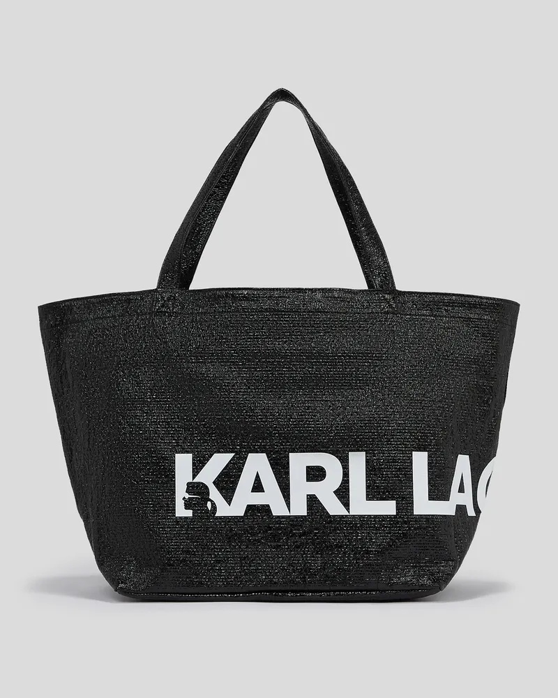 Karl Lagerfeld K/essential beschichteter Shopper Mit Übergrossem Logo, Frau, Schwarz, Größe Schwarz