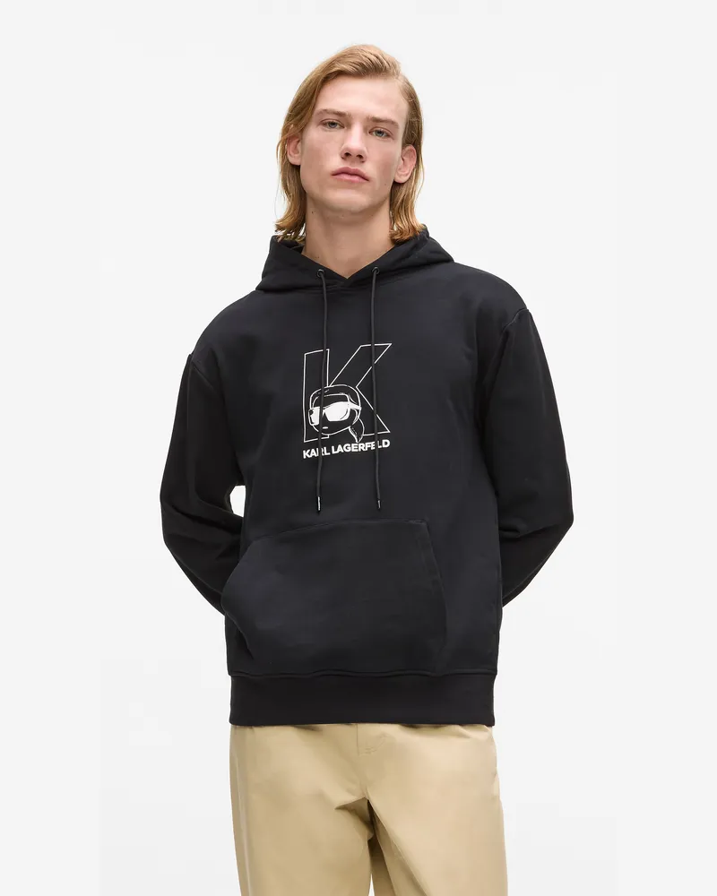Karl Lagerfeld Ikon-hoodie Mit K-initiale, Male, Schwarz, Size Black