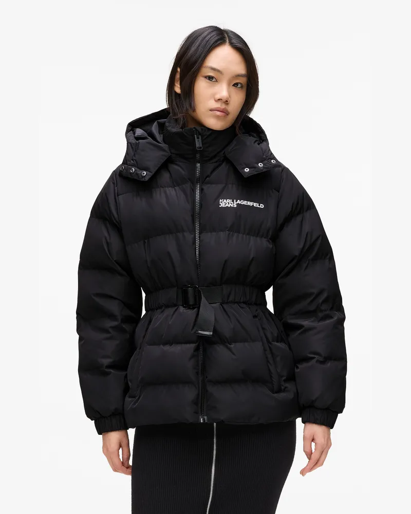 Karl Lagerfeld Pufferjacke Mit Gürtel, Damen, Schwarz, Größe Schwarz
