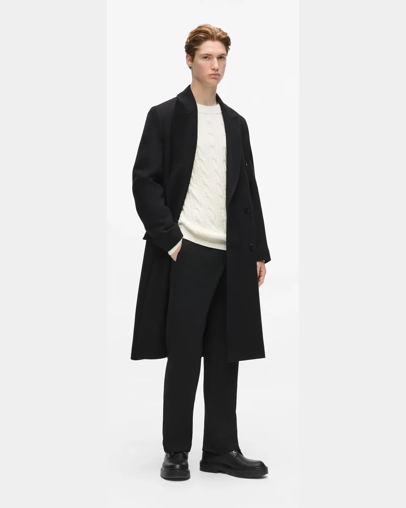 Karl Lagerfeld Langer Mantel Aus Wollmischgewebe, Herren, Schwarz, Größe Schwarz