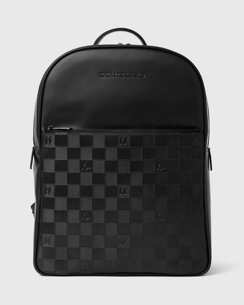 Karl Lagerfeld Rucksack Mit Monogramm-schachbrettmuster, Herren, Schwarz, Größe Schwarz