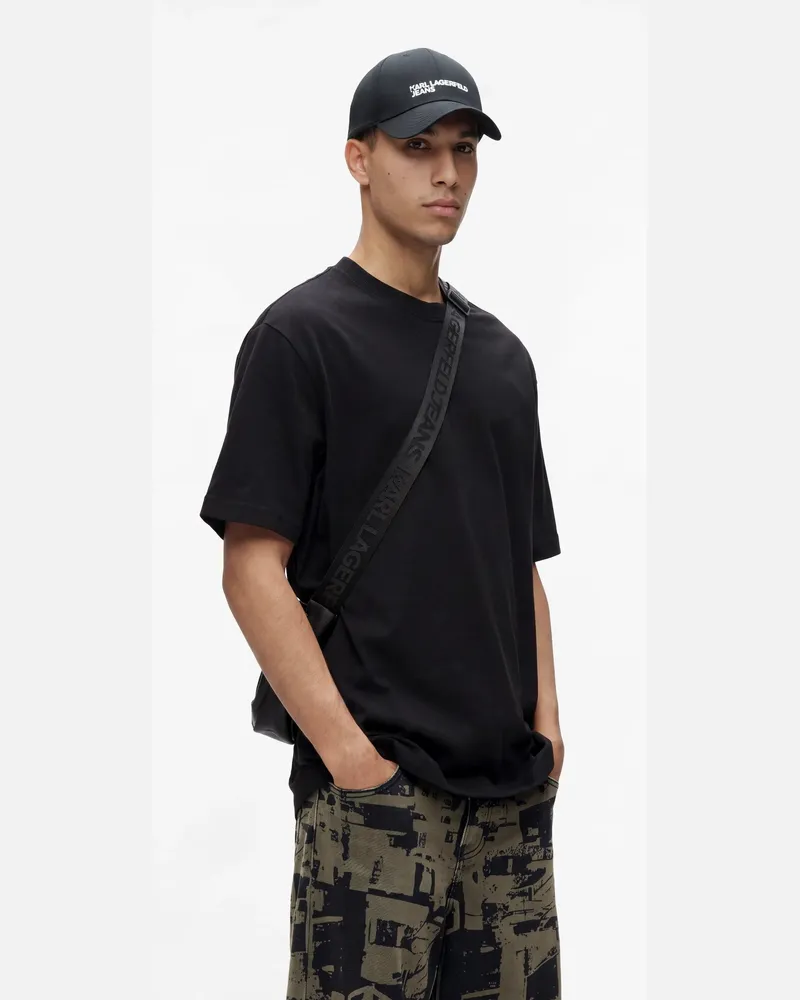 Karl Lagerfeld Legeres T-shirt Mit Karl-print, Male, Schwarz, Size Black