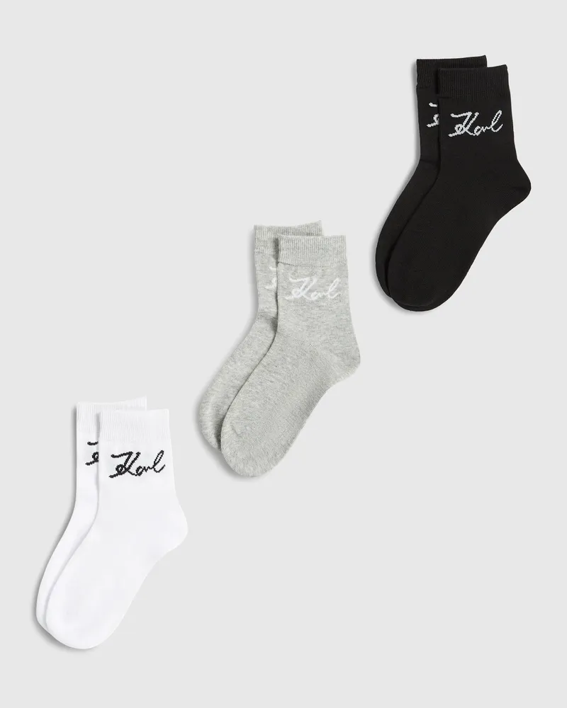 Karl Lagerfeld Signature-socken – 3er-pack, Female, Schwarz-grau-weiß, Size Grey