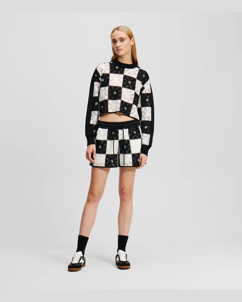 Karl Lagerfeld Häkelshorts, Damen, Schwarz/weiss, Größe Schwarz