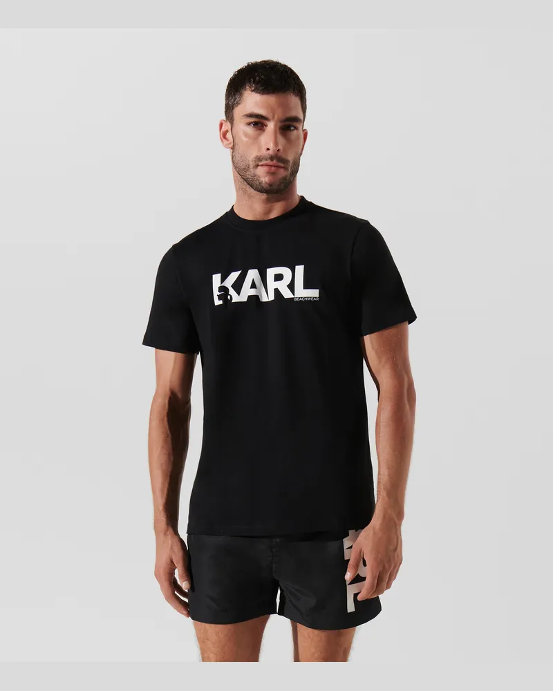 Karl Lagerfeld Strand-t-shirt Mit Logo, Mann, Schwarz/Weiss, Größe Schwarz
