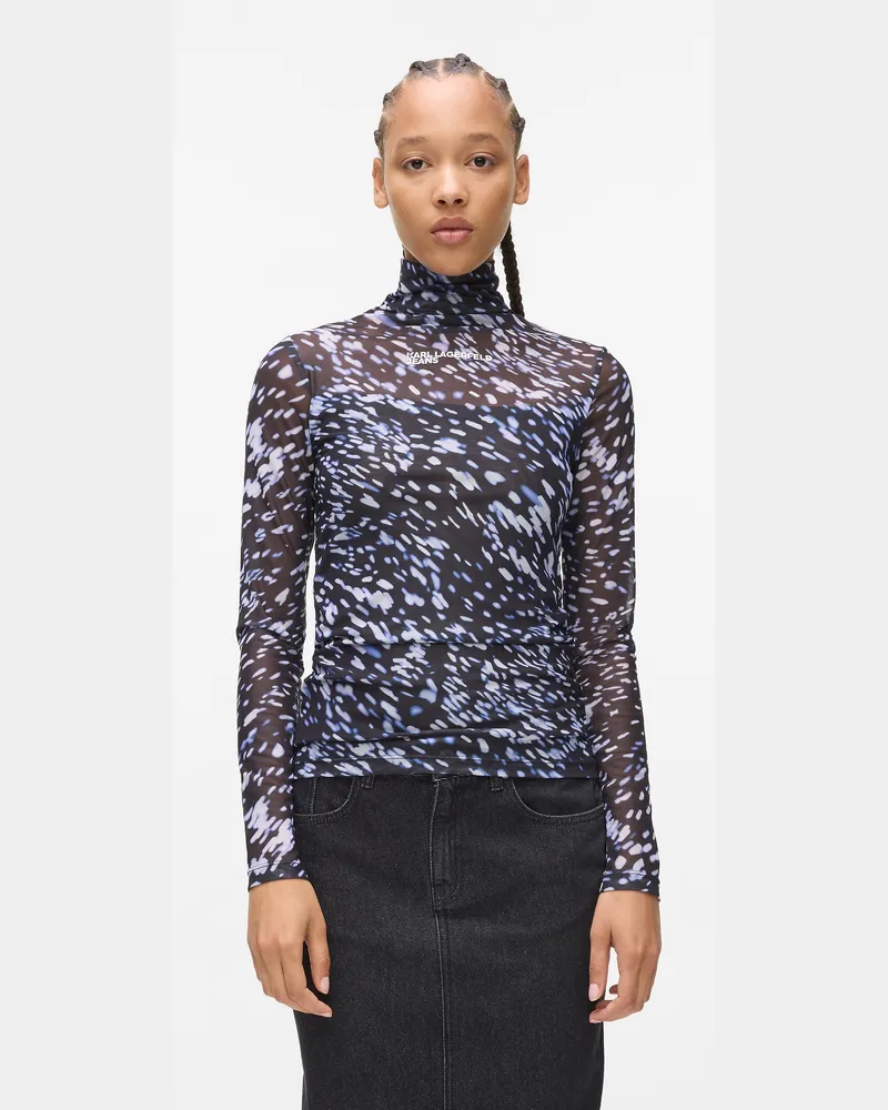 Karl Lagerfeld Mesh-top Mit All-over-print, Damen, Digital Light Allover-druck, Größe Digital