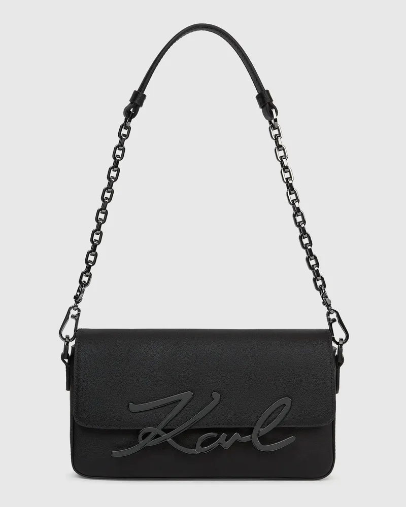 Karl Lagerfeld K/signature Kleine Schultertasche Mit Kette, Female, Schwarz-gunmetal, Size Black