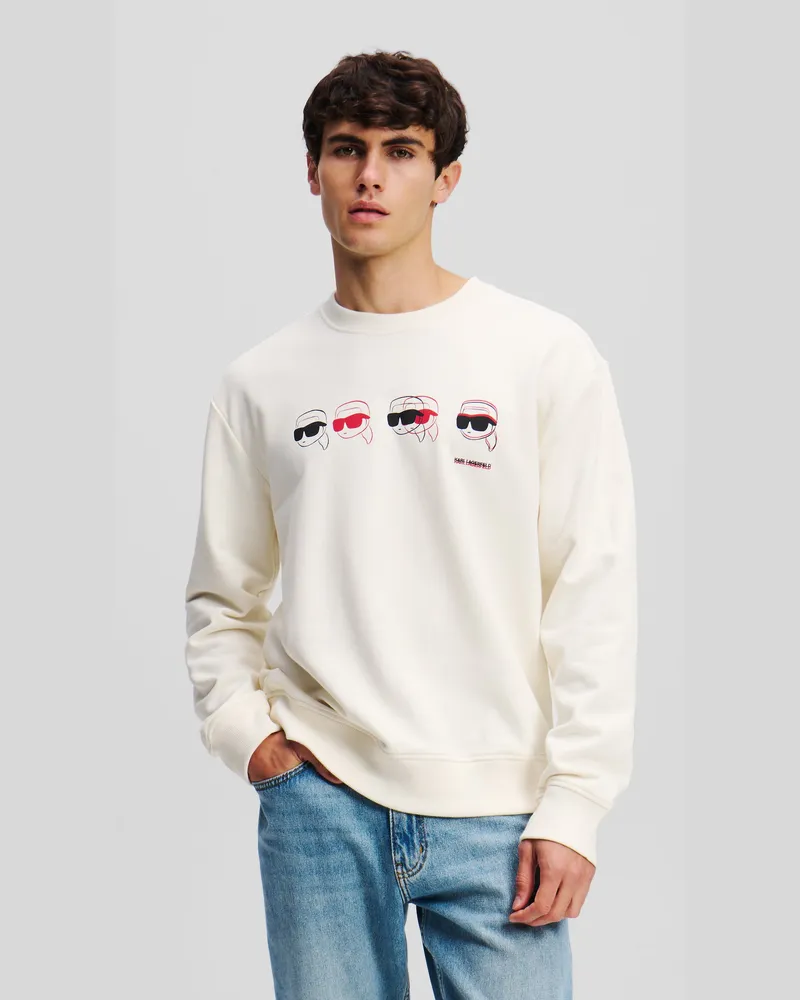 Karl Lagerfeld Ikon Sweatshirt Mit Grafik, Mann, Cannoli Creme, Größe Cannoli