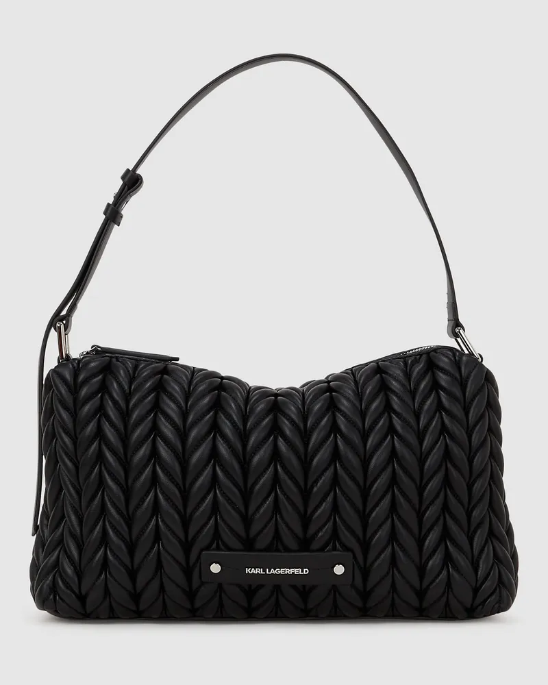 Karl Lagerfeld K/weave Mittelgroße Schultertasche, Damen, Schwarz-nickel, Größe Schwarz-nickel