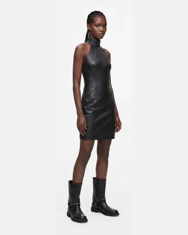 Karl Lagerfeld Neckholder-kleid Aus Kunstleder, Damen, Schwarz, Größe Schwarz