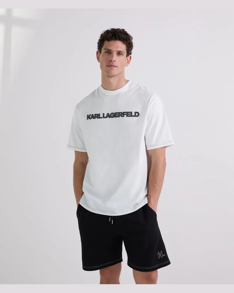 Karl Lagerfeld T-shirt Mit Kontrastnähten, Herren, Weiss, Größe Weiss