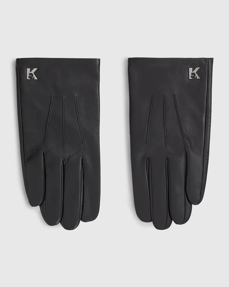 Karl Lagerfeld Lederhandschuhe Mit K-logo, Herren, Schwarz, Größe Schwarz