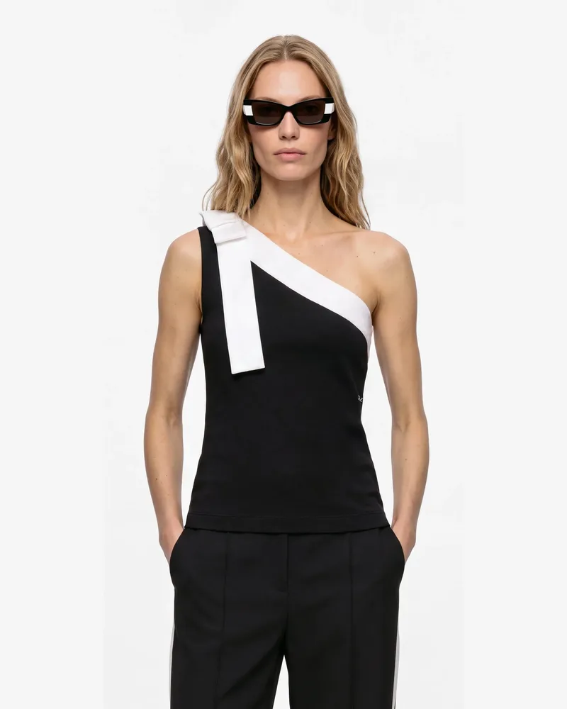 Karl Lagerfeld One-shoulder-top Mit Schleife, Female, Schwarz, Size Black