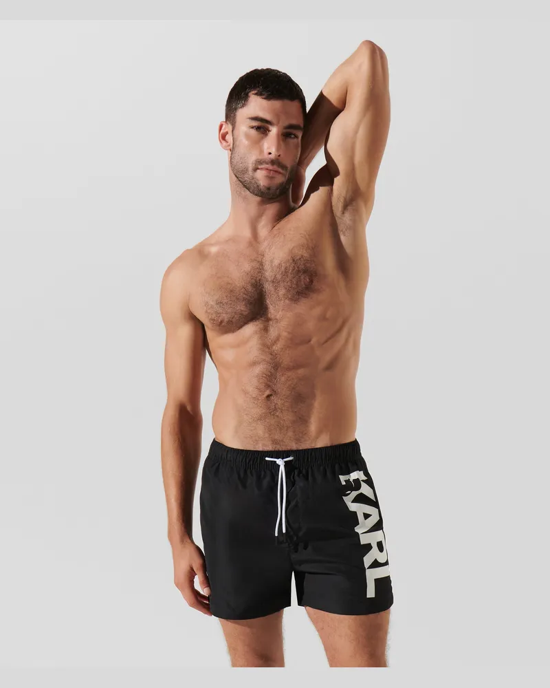 Karl Lagerfeld Kurze Board-shorts Mit Logo, Male, Schwarz, Size Black