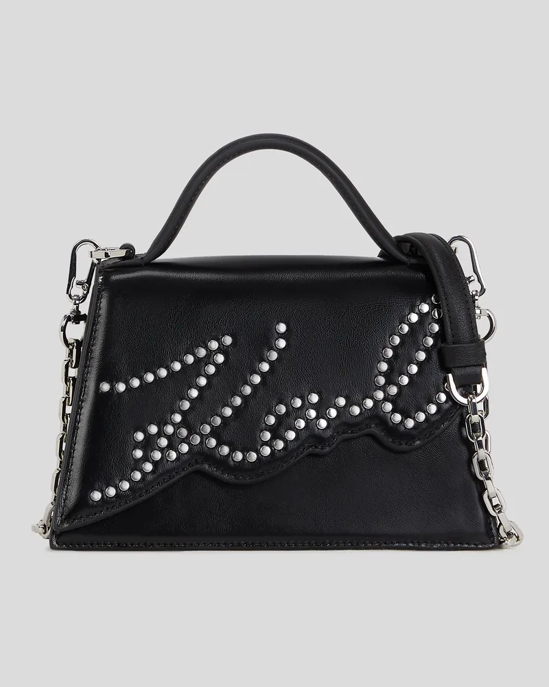 Karl Lagerfeld K/signature Kleine Umhängetasche Mit Nieten, Frau, Schwarz, Größe Schwarz