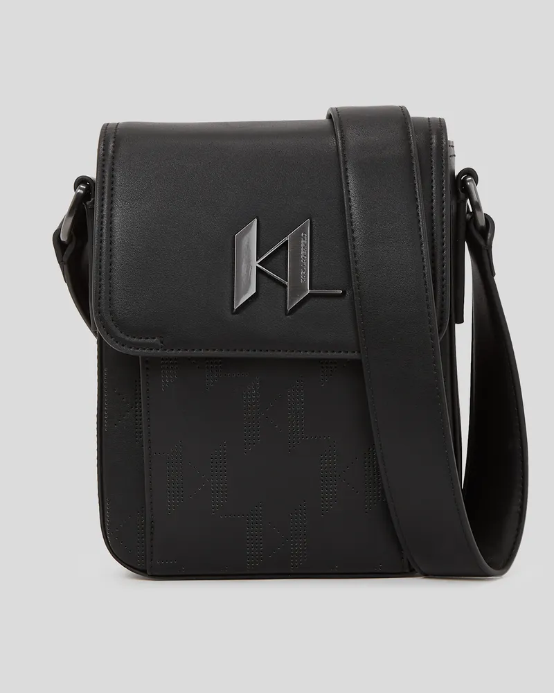 Karl Lagerfeld K/plak North-south-umhängetasche Mit Lochmuster, Mann, Schwarz, Größe Schwarz