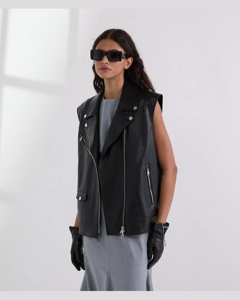 Karl Lagerfeld Weste Aus Kunstleder, Damen, Schwarz, Größe Schwarz