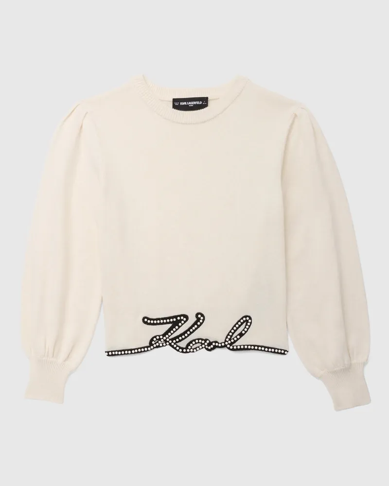 Karl Lagerfeld Girls Signature Kaschmir-mischpulloverunisex, Cream, Size Beige