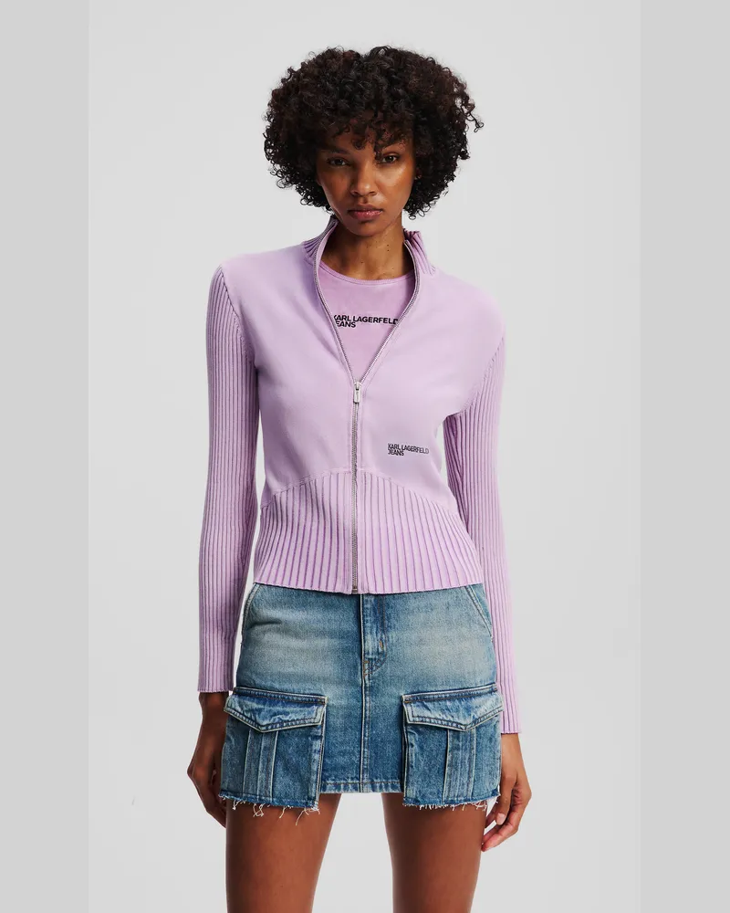 Karl Lagerfeld Pullover Mit Reissverschluss Im Utility-stil, Frau, Lavendula, Größe Lavendula