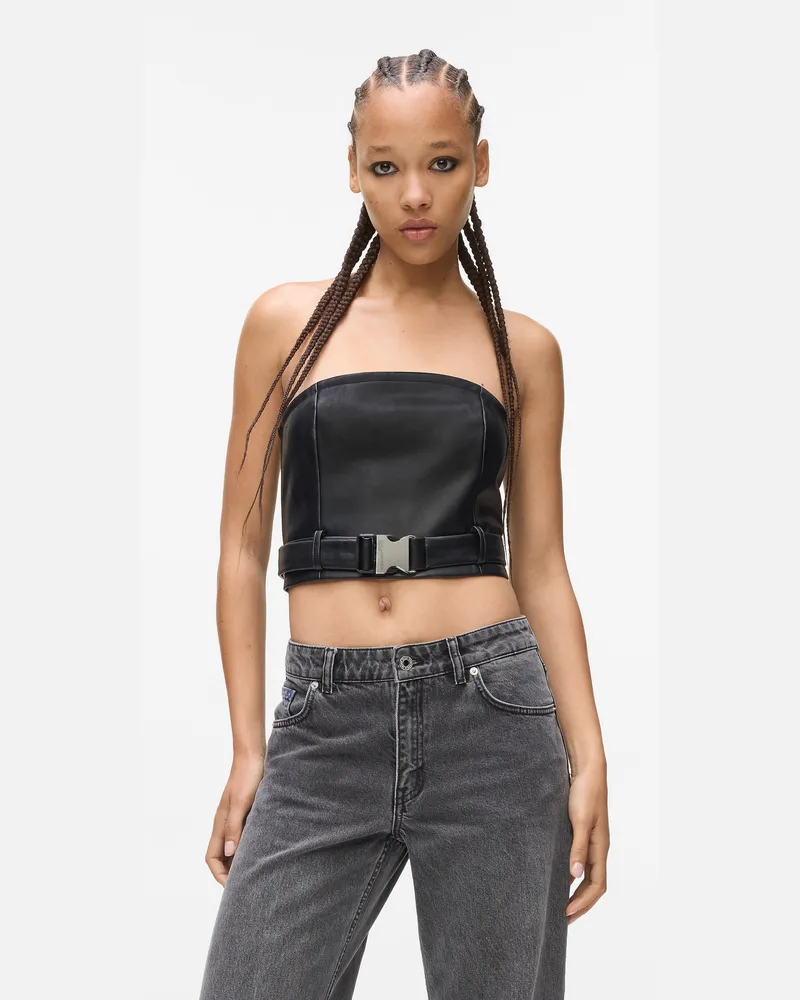 Karl Lagerfeld Oberteil Aus Kunstleder, Damen, Schwarz, Größe Schwarz