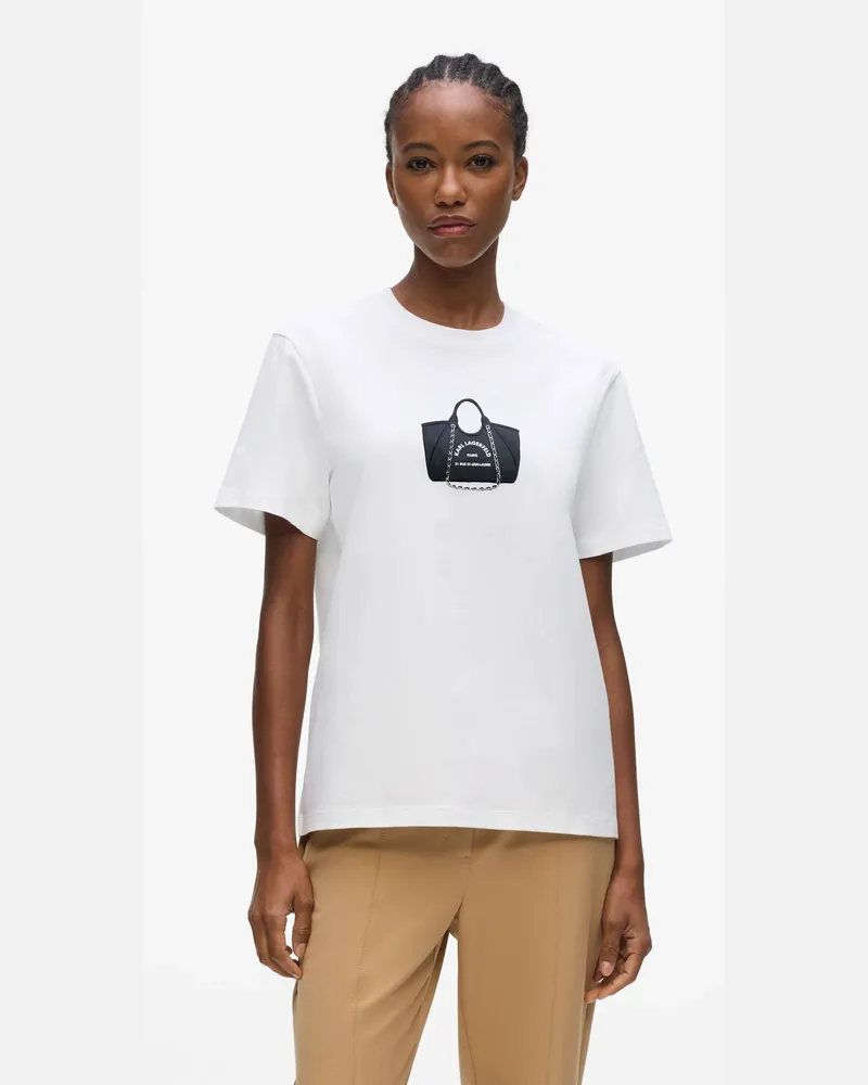 Karl Lagerfeld Exklusives T-shirt Mit Taschenmotiv, Damen, Weiss, Größe Weiss