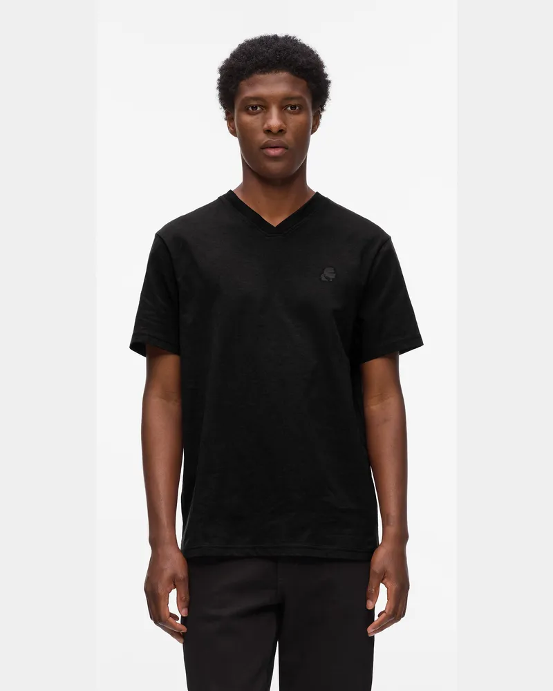 Karl Lagerfeld Kameo T-shirt Mit V-ausschnitt, Herren, Schwarz, Größe Schwarz