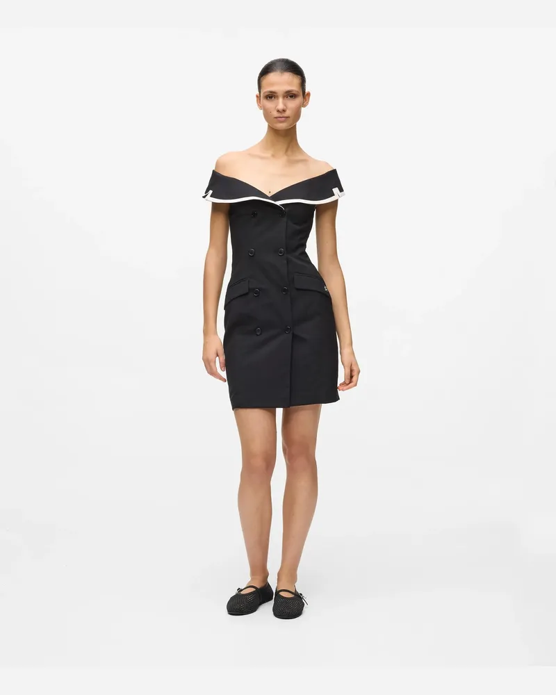 Karl Lagerfeld Schulterfreies Blazerkleid, Damen, Schwarz/weiss, Größe: 48 Schwarz