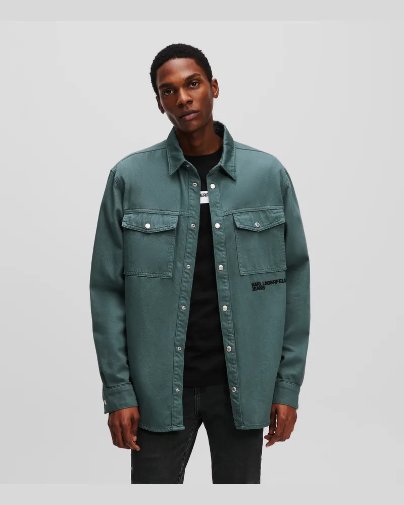 Karl Lagerfeld Jeans-überhemd, Mann, Dunkler Schiefer, Größe Dunkler
