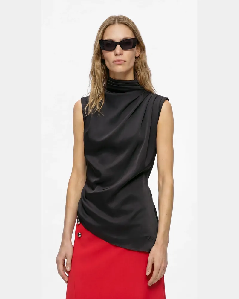 Karl Lagerfeld Ärmelloses, Drapiertes Top, Female, Schwarz, Size Black