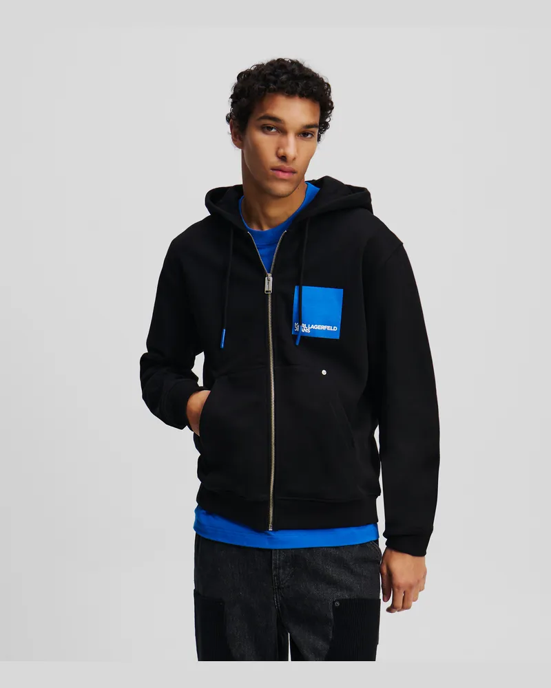 Karl Lagerfeld Kapuzenpullover Mit Reissverschluss Und Box-logo, Mann, Schwarz, Größe Schwarz