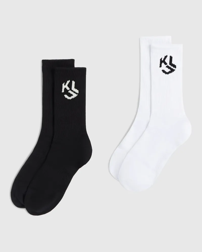 Karl Lagerfeld Mittellange Socken Mit Monogramm – 2er-set, Male, Weiss/schwarz, Size White