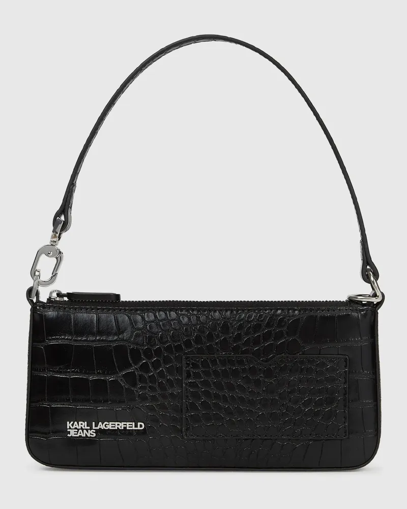 Karl Lagerfeld Wandelbare Tasche In Kroko-optik, Female, Schwarz, Size Black