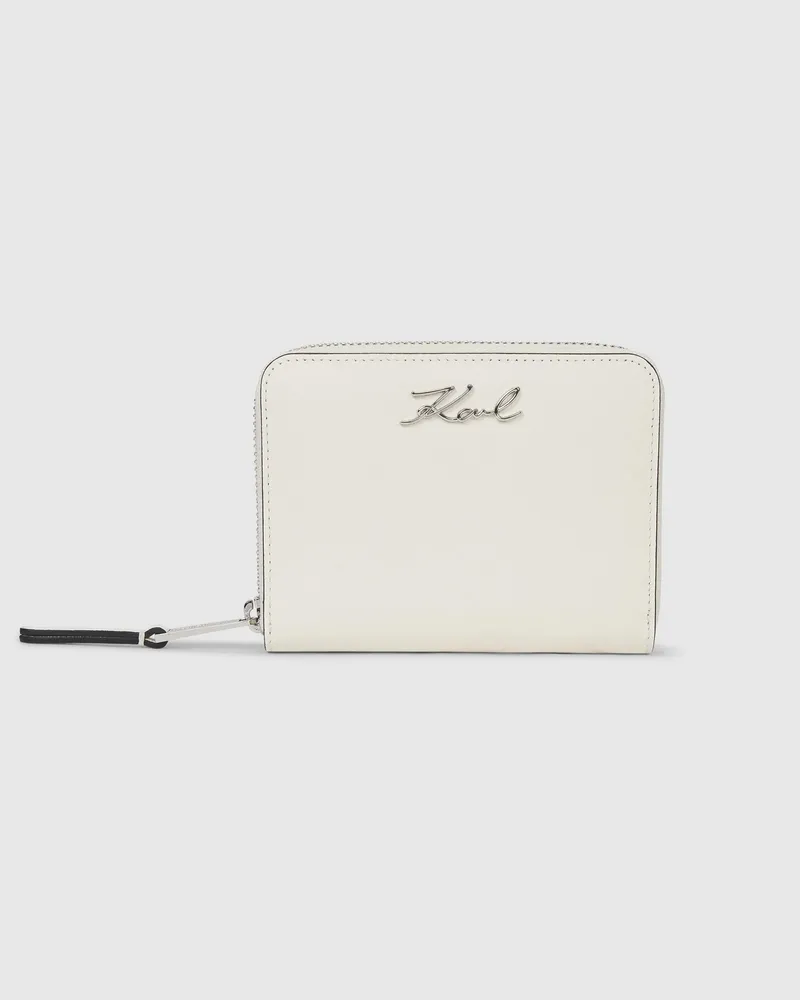 Karl Lagerfeld K/signature Mittelgroßes Portemonnaie Mit Reißverschluss, Damen, Off White, Größe Off