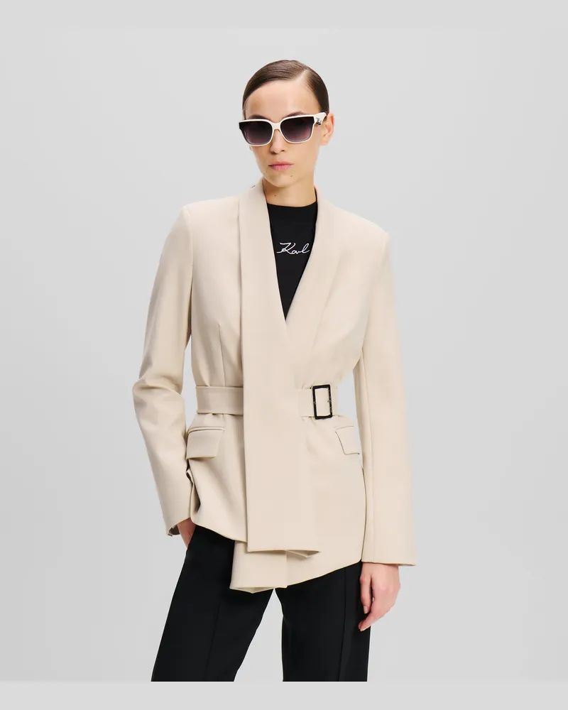 Karl Lagerfeld Blazer mit Gürtel, Frau, Beige Beige