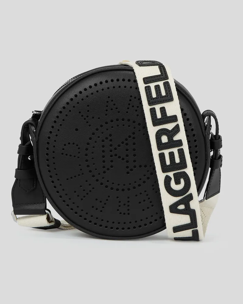 Karl Lagerfeld K/circle Runde Umhängetasche Mit Geprägtem Logo, Damen, Schwarz, Größe Schwarz