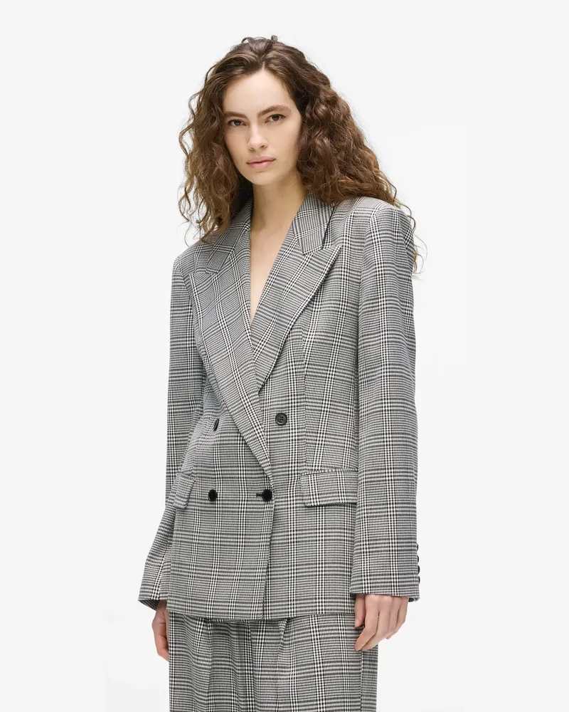 Karl Lagerfeld Strukturierter Karierter Blazer, Damen, Black-white Houndstooth, Größe Black-white