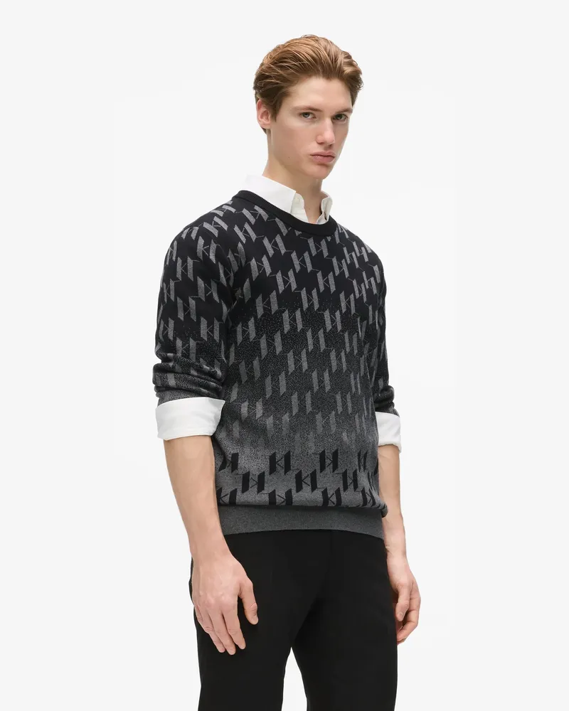 Karl Lagerfeld Pullover Mit Farbverlauf Und Monogram, Male, Schwarz, Size Black