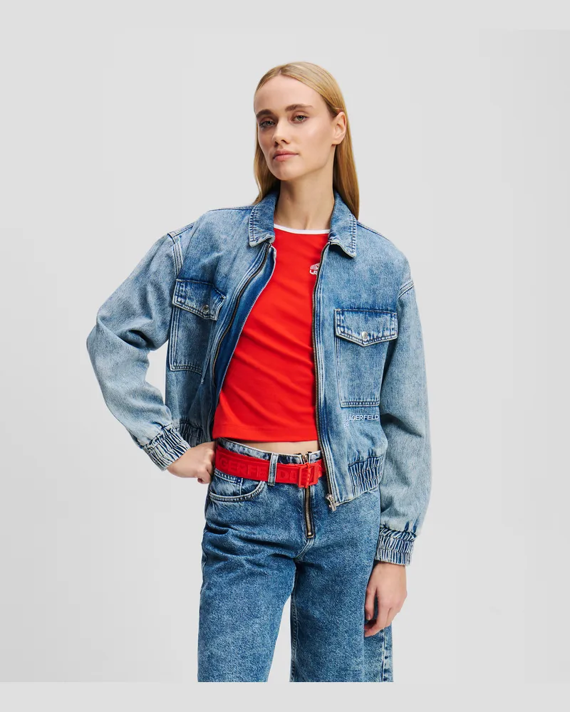 Karl Lagerfeld Denim-bomberjacke, Frau, Helles Marmorblau, Größe Helles