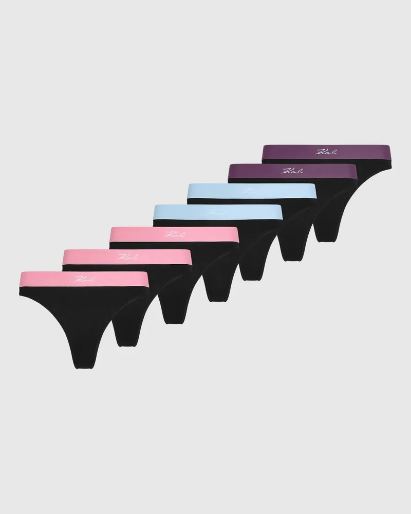 Karl Lagerfeld Signature-tanga – 7er-packung, Damen, Orchideenrosa-himmelblau-lila, Größe Orchideenrosa-himmelblau-lila