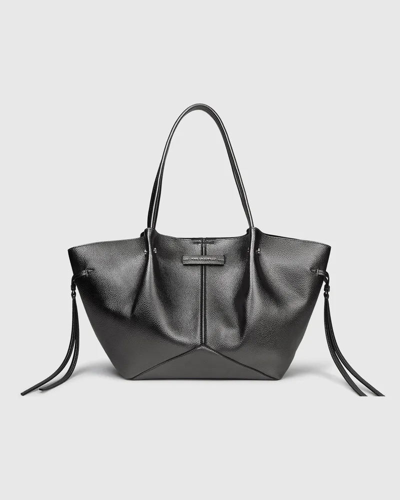 Karl Lagerfeld K/pierced Tote Bag In Metallic-optik, Female, Gunmetal, Size Grey